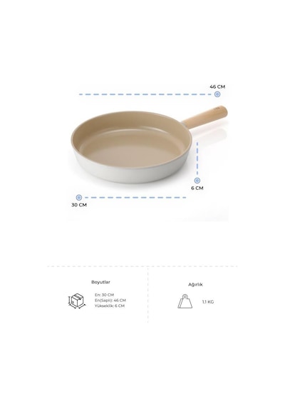 Neoflam Fika Bej Alüminyum Tava - 30 Cm