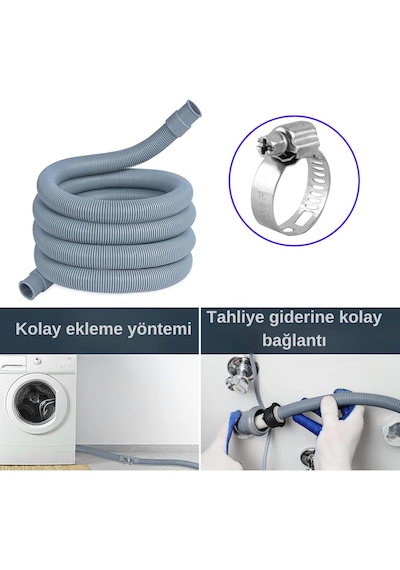 Çamaşır Ve Bulaşık Makinası İçin Körüklü Pis Su Tahliye Hortumu