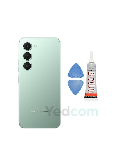 Tecno Spark 40 Pro Yeşil Arka Cam Batarya Pil Kapağı Telefon Arka Kapak Yapışkan Beraber