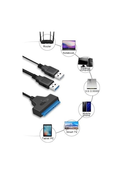 Usb 3.0 To Sata 2.5" 3.5" Hdd Kablo12V Power Adaptörlü Usb 3.0 To Sata 2.5" 3.5" Hdd Kablo12V Power Adaptörlü