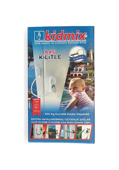 Kidmix Çelik Halatlı Pencere Emniyet Çocuk Kilidi Çok Renkli