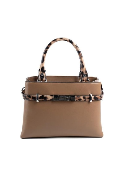 Silver Polo Sp1149 Kadın El Çantası Düz Bizon-leopar Taba