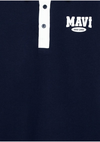 Mavi Logo Baskılı Polo Lacivert Erkek Çocuk Sweatshirt 6s10185-84371