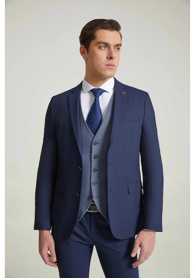 D's Damat Slim Fit Lacivert Armürlü Takim Elbise Kombinli 3efy5kmbn0571 Lacivert