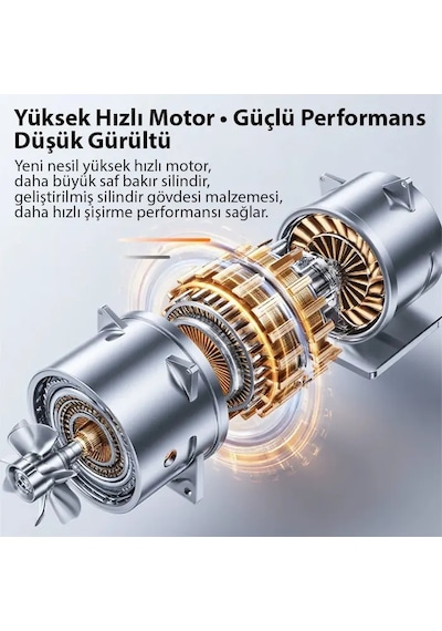 Northcity Kablosuz Lastik Hava Pompası - Elektrikli Taşınabilir 140 Psı Acil Durum Araç Pompası 3'lü Nozül