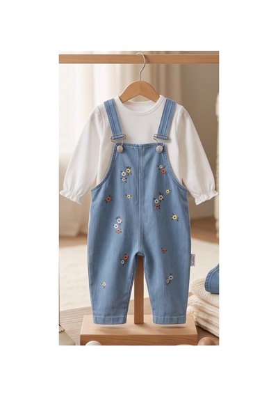 Altıntaş Baby Renkli Çiçek Nakışlı Kot Görünümlü Örme Kumaş Mevsimlik 2li Salopet Set Mavi Beyaz Mavi Beyaz Altıntaş Baby Renkli Çiçek Nakışlı Kot Görünümlü Örme Kumaş Mevsimlik 2li Salopet Set Mavi Beyaz Mavi Beyaz