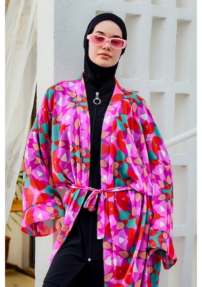 Remsa Mayo Remsa Tesettür Mayo Üzerine Tek Kaftan Kimono Pareo Pembe03 Rp024 Renkpare Pembe
