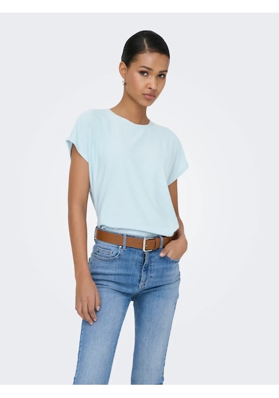 Only Onlmolly S/s O-neck Dobby Top Jrs Kadın T-shirt 15368563 Mavi