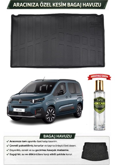 Citroen Berlingo 2023 Model Araca Özel Esnek Demirli Bagaj Havuzu + Hediyeli