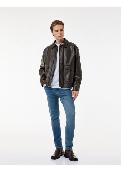 Koton Normal Bel Yıpratmalı Pamuklu Slim Fit Jean Pantolon - Brad Jean Petrol 6wam40014ıd Petrol