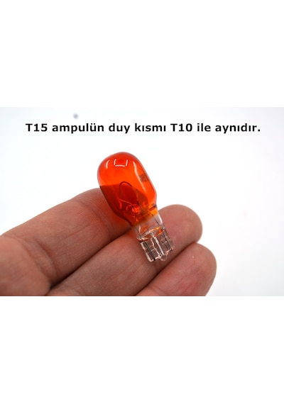 10 Adet Turuncu 12v 16w T15 Dipsiz Ampul Ön Park Ampulü