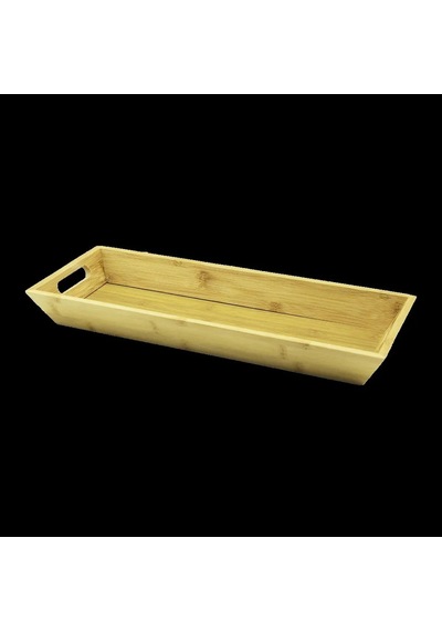 Jenerik Bambu Ahşap Sunum Tepsisi 16x40x4 Cm Çift Kulplu