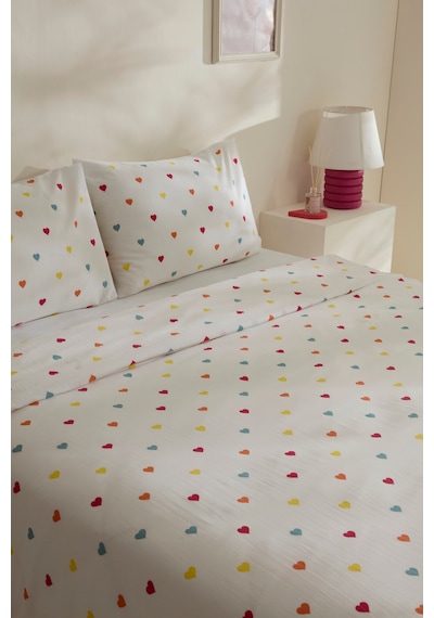 Kaşmir Home Sarah Anderson Amour Kalp Desenli Çift Kişilik Nevresim Takımı Multicolour