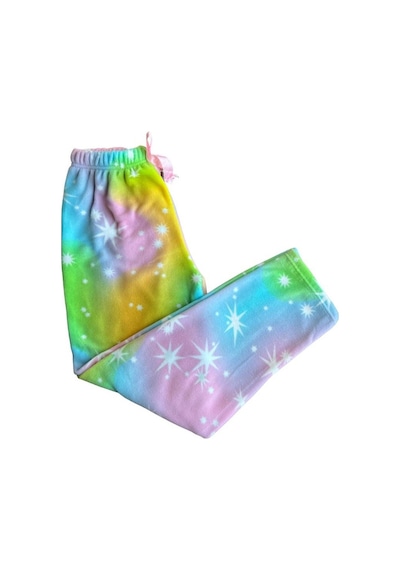 Mihra Kadın Desenli Yumuşak Polar Kışlık Pijama Eşofman Tek Alt Beyaz-renkli