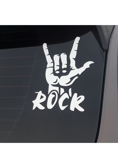 Rock İşareti Araç, Araba, Oto, Motorsiklet, Kask, Laptop, Cam Sticker 23x15 Cm