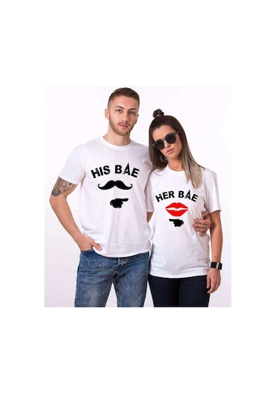 Tshirthane His Bae Her Bae Sevgili Kombinleri Tshirt Kombini Beyaz