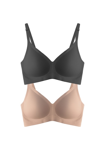 Cottonhill Seamless Bra - Soft Lazer Kesim Balensiz Ayarlanabilir Askılı Dikişsiz Kadın Sütyen 2'li Paket Çok Renkli