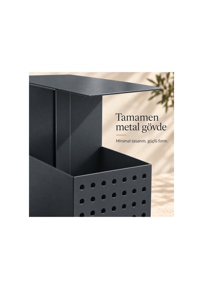 Frame Metal Yan Sehpa Modern Tasarım Depolama Hazneli Yan Sehpa Gri - 935176377 Gri