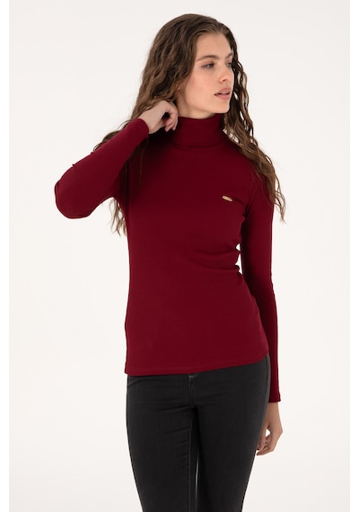 U.S. Polo Assn. Kadın Bordo Balıkçı Yaka Sweatshırt 50313430-VR014