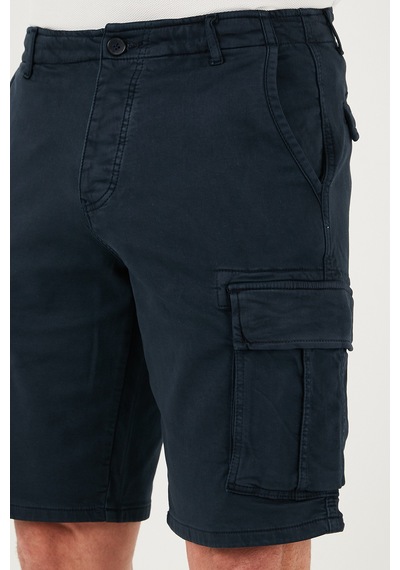 Buratti Streç Pamuklu Regular Fit Normal Bel Kargo Cepli Erkek Şort 4510S79Milan Indigo