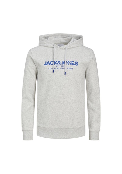Jack & Jones Erkek Kapüsonlu Gögüs Logo Baskili Sweatshirt - Alvis 12256848 White Melange Gri Jack & Jones Erkek Kapüsonlu Gögüs Logo Baskili Sweatshirt - Alvis 12256848 White Melange Gri