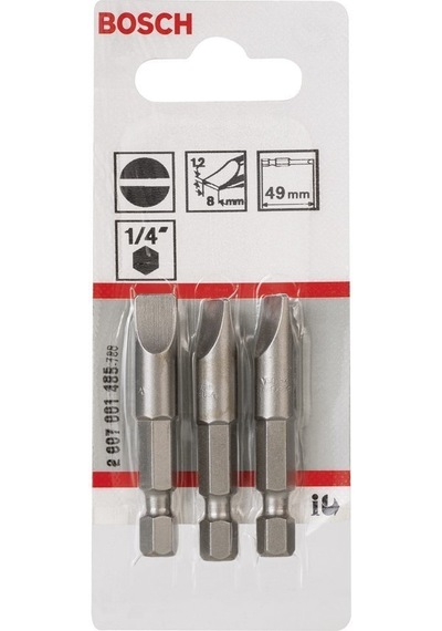Bosch Düz Bits Uç S1.2x8.0x49 Mm 3'lü Extrahard 2607001485