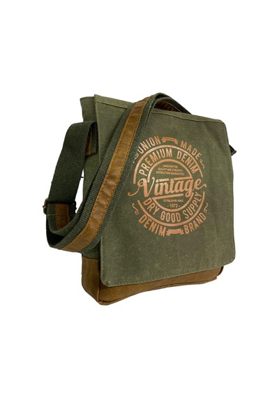 Old Cotton Cargo Kaliteli Su Geçirmez Kanvas Postacı Çantası Western Bag 25 Cm X 30 Cm Haki - Camel