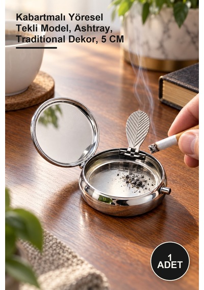 1 Adet Küllük Kutusu Kabartmalı Yöresel Tekli Model, Ashtray, Traditional Dekor, 5 Cm