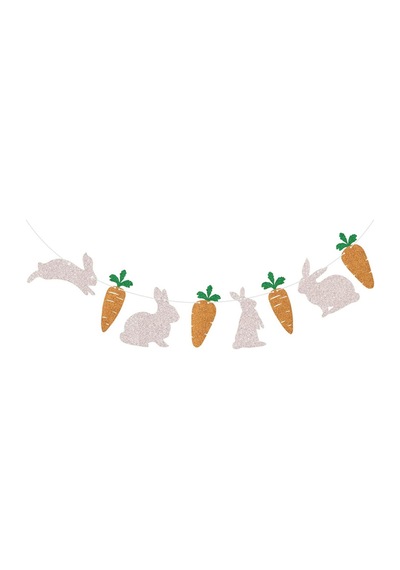 Paskalya Bunny Garland Banner Klasik Desenli Sevimli Havuç Elemanları Tasarım Bebek Duş Tatili İçin Uygun
