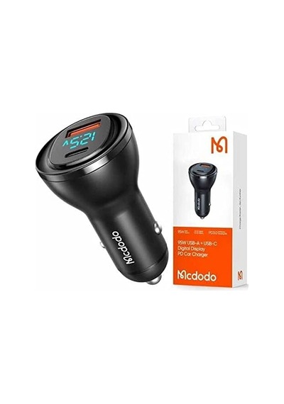 Cc-5670 95w 1xtype-c 1xusb Girişli Dijital Göstergeli Araç Çakmak Şarji, Siyah