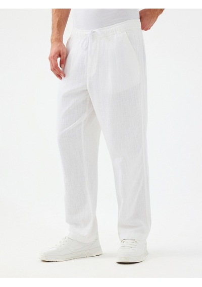 Regular Fit Erkek Pantolon Beyaz