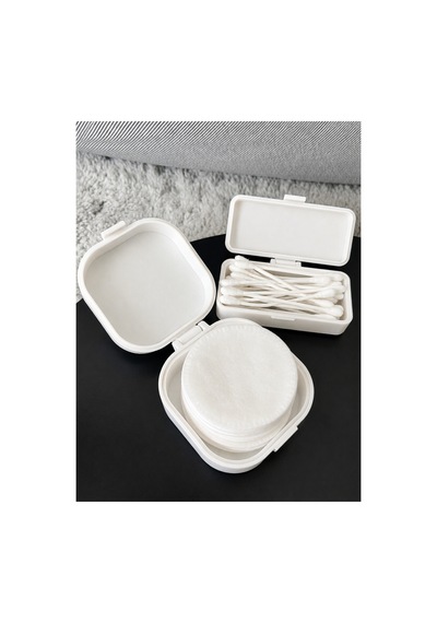 Kulak Çubuğu Ve Pamuk Seyahat Kabı 3d Baskı Taşınabilir Hijyenik Organizer Beyaz