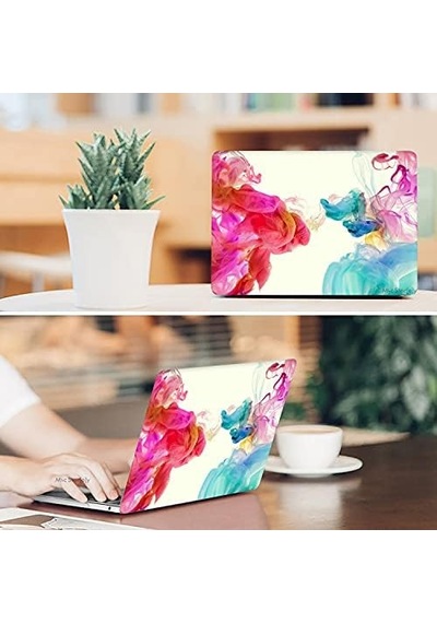 Macbook Air 13 İnç Kılıf Uyumlu A1369 A1466 Renkli Boya Desenli İnce Sert Kapak Darbe Çizilme Koruma Hard Case Mat Yüzey Pembe