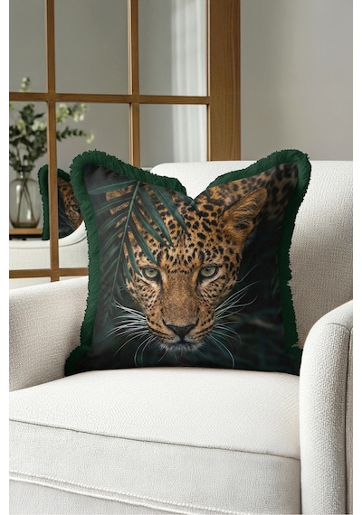 Egzotik Leopar Safari Saçaklı Yastık Kılıfı - Vahşi Orman Kahverengi Yeşil Püsküllü Kırlent Kılıfı Buzlu Sahil Opal Egzotik Leopar Safari Saçaklı Yastık Kılıfı - Vahşi Orman Kahverengi Yeşil Püsküllü Kırlent Kılıfı Buzlu Sahil Opal
