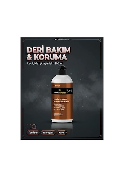Araç Oto Deri Bakım Ve Koruyucu Krem 500ml Onyx