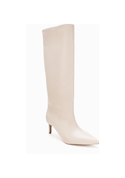 Luvishoes Camila Bej Cilt Kadın Topuklu Çizme Bej