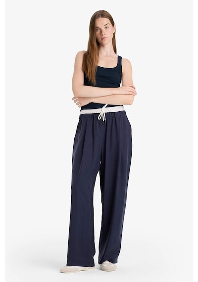 Defacto Baggy Fit Çift Cepli Normal Bel Standart Boy Tensel Pantolon F9743ax25hsnv200 Lacivert