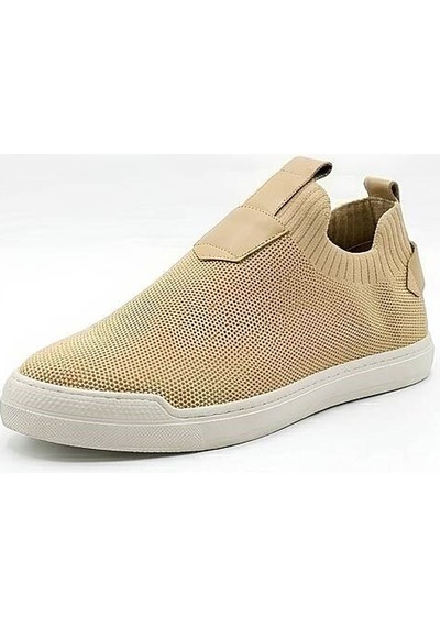 Daytex 4224 Erkek Slip-on - Full Triko Örgü Termo Taban Sneaker Bej