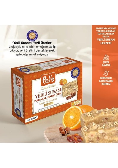 Pol's Gurme Yerli Susam Portakallı Fındıklı Üzümlü Yaz Helvası 350 G