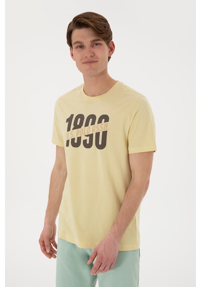 U.S. Polo Assn. Erkek Regular Fit Bisiklet Yaka Açık Haki Tişört 50306922-VR183