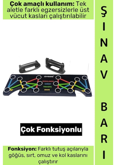 Şınavbarı Kaymaz Çok Fonksiyonlu Omuz Sırt Kol Kas Gelişimi Dayanıklılık Pratik Ev Tipi Şınav Barı Çok Renkli