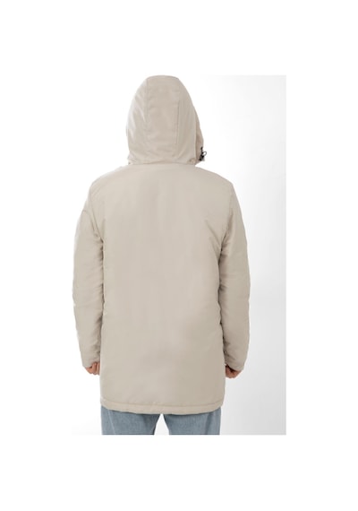 Spor Erkek Polarlı Kürklü Su Ve Rüzgar Geçirmez Kapüşonlu Kışlık Mont & Kaban & Parka-211 Taş