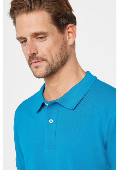 Tudors Erkek Slim Fit Dar Kesim %100 Pamuk Düz Pike Mavi Polo Yaka Tişört-30574 Mavi