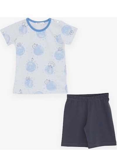 Breeze Girls & Boys Erkek Bebek Pijama Takımı Sevimli Hayvanlar Alemi Dostluk Temalı 9 Ay-3 Yaş, Açık Mavi-açık Mavi Açık Mavi