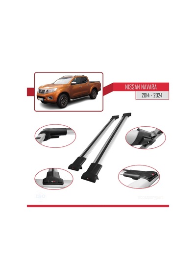 Nissan Navara 2014 Ve Sonrası İle Uyumlu Fly Model Ara Atkı Tavan Barı Gri