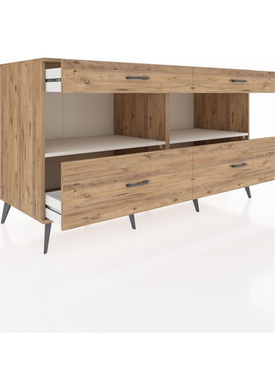 Kronos Konsol 2 Raflı 4 Çekmeceli 176x59x99 Çam-aytaşı/çam Çam-aytaşı/çam