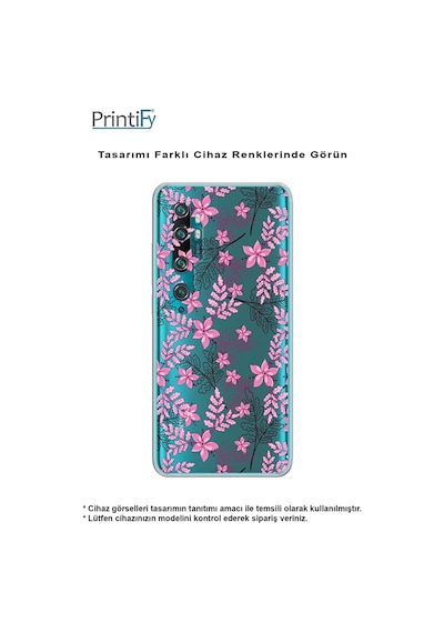 Huawei P Smart s Kamera korumalı Kapak Floral Tasarımlı Şeffaf Kılıf