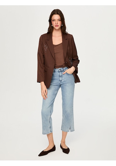 Taş Süslemeli Blazer Ceket S26ckt028 Us26ckt02830 Kahve