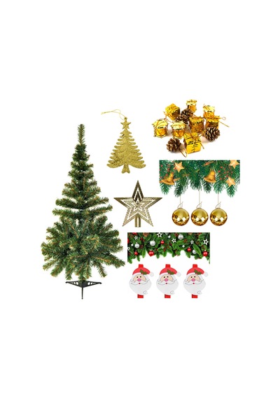 Yılbaşı Yeşil Çam Ağacı 120 Cm Set-2