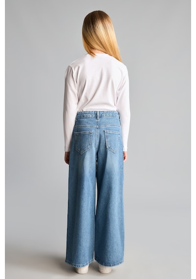 Defacto 90s Wide Leg Düğmeli Jean Pantolon Kız Çocuk H6248a826aunm39 Mavi-nm39